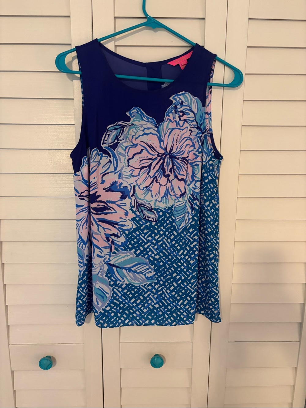 Lilly Pulitzer Navy and Pink Floral Blouse